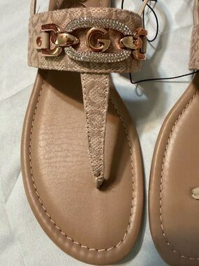 GBG Los Angeles Guess Embellished Nude T-Strip Sandals
